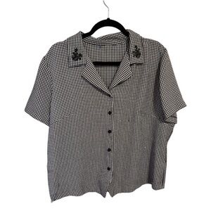 VTG Black and White Checkered Women's Top